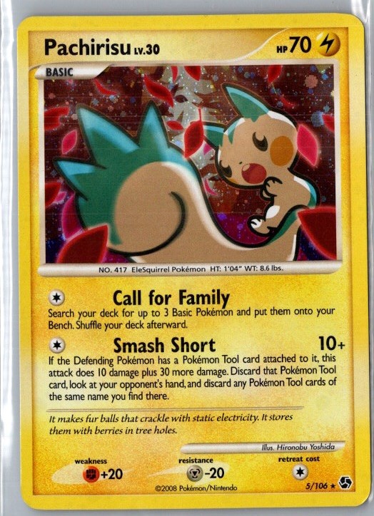 Pokémon Pachirisu TCG Great Encounters Holo Card 5/106 Rare NM