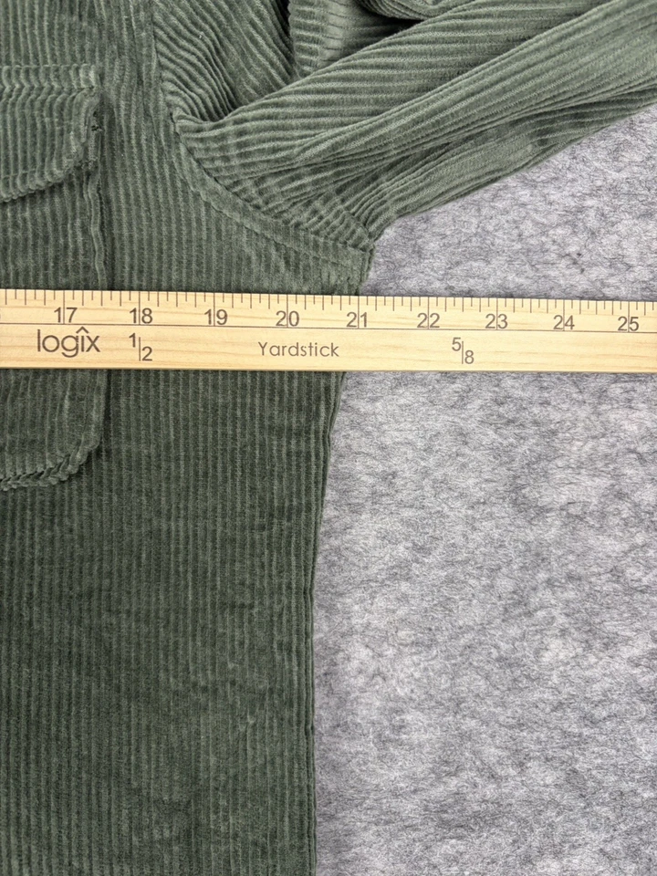 Reiss Shirt Mens L Corduroy Twin Pocket Overshirt Green Button Long Sleeve - Image 4 of 4