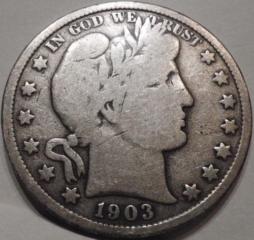 1903 P VG Philadelphia Barber Half Dollar Coin 90% Silver 50¢