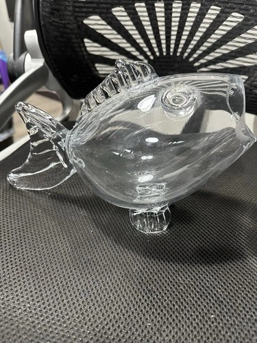 Blenko Style Clear Blown Glass Fish Bowl Vase Art Terrarium 1960’s MCM