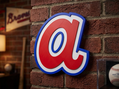 Atlanta Braves Vintage Lowercase  a  Logo Wall Art Desk Shelf Decor Retro MLB