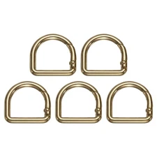 5pcs Metal D Ring Spring Key Hooks 0.87" D Ring Climbing Clips, Gold