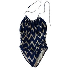La Blanca Women’s One Piece Navy and Cream Swimsuit made in USA - Size 10