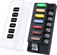 12V Fuse Block, 6 Circuits Waterproof Marine Fuse Panel Relay Box Kit with LED I