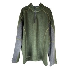 KUHL Kashmira 1/4 Zip Boys M 10-12 Green Grey Excellent Pullover FleeceTop