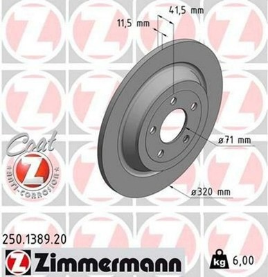 2x ZIMMERMANN Coat Z Bremsscheiben Hinten für FORD USA Mustang VI Coupe