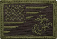 Rothco US Flag / USMC Eagle, Globe and Anchor Morale Patch - Olive Drab 1738
