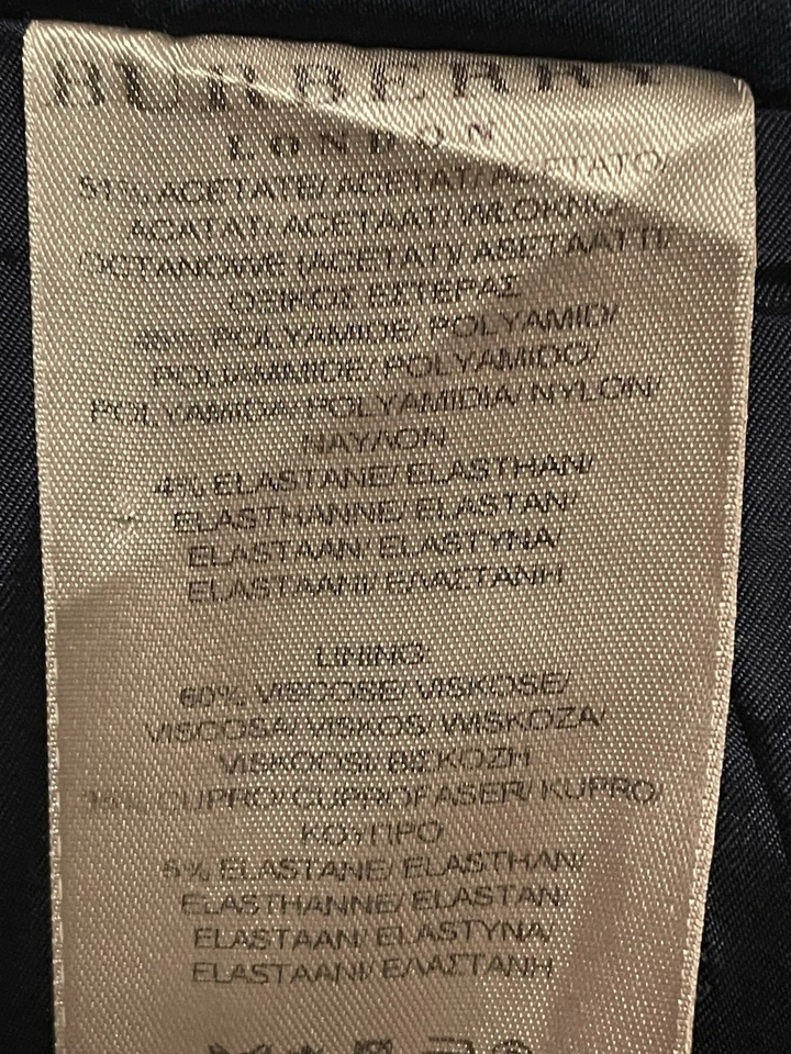 BURBERRY London•Women’s US 12 Navy Blue Skirt Classic Designer Slit Acetate VTG - Image 4 of 4