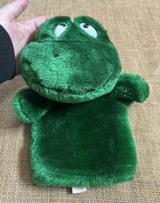 Vintage Green Frog Hand Puppet Plush stuffed Animal Pretend Play To Kitsch Fun