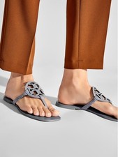 NWT TORY BURCH MILLER SQUARE TOE SANDALS CLOUDE/BLUE WOMEN'S SIZE 6.5 228