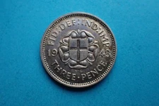 1943 silver Threepence, Key Date, see images.