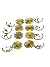 Antique federal Hepplewhite Chippendale oval brass set 8 1810 hardware signed hj