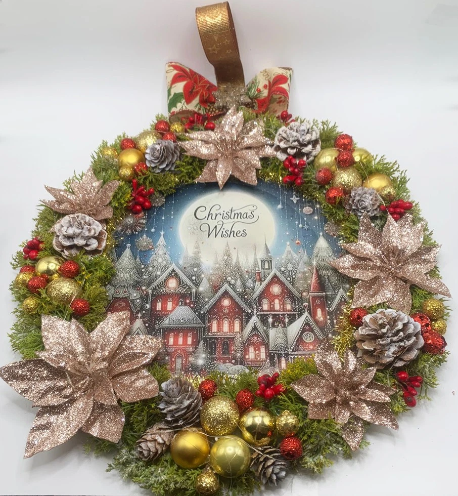 Arborus 8 decorazioni natalizie a forma di stella di Natale, 21,1 cm, fiori artificiali glitterati, stelo bianco, decorazioni per albero di Natale, ghirlande, ghirlande
