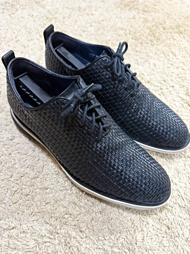Cole Haan Grand Evolution Oxford in Black Woven Leather Men's Size 10 M C27451