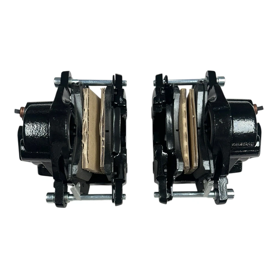 Pinzas de freno delanteras negras rayadas izquierda y derecha para Buick Chevy y Pontiac 1969-1974 Foto 2 de 4