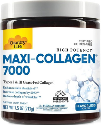 Country Life Maxi-Collagen 7000 Types I & III Grass-Fed Flavorless Powder 7.5oz