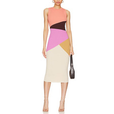 Minkpink 'Evie' Pink Ribbed Knit Sleeveless Midi Dress Size S