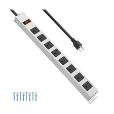 JUNNUJ Metal 8 Outlet Power Strip, Mountable Heavy Duty Power Strip... Fast Ship