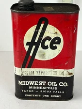 Ace High Motor Oil Can  Graphic Ace Midwest Oil Co Quart Can - Early Sioux Falls