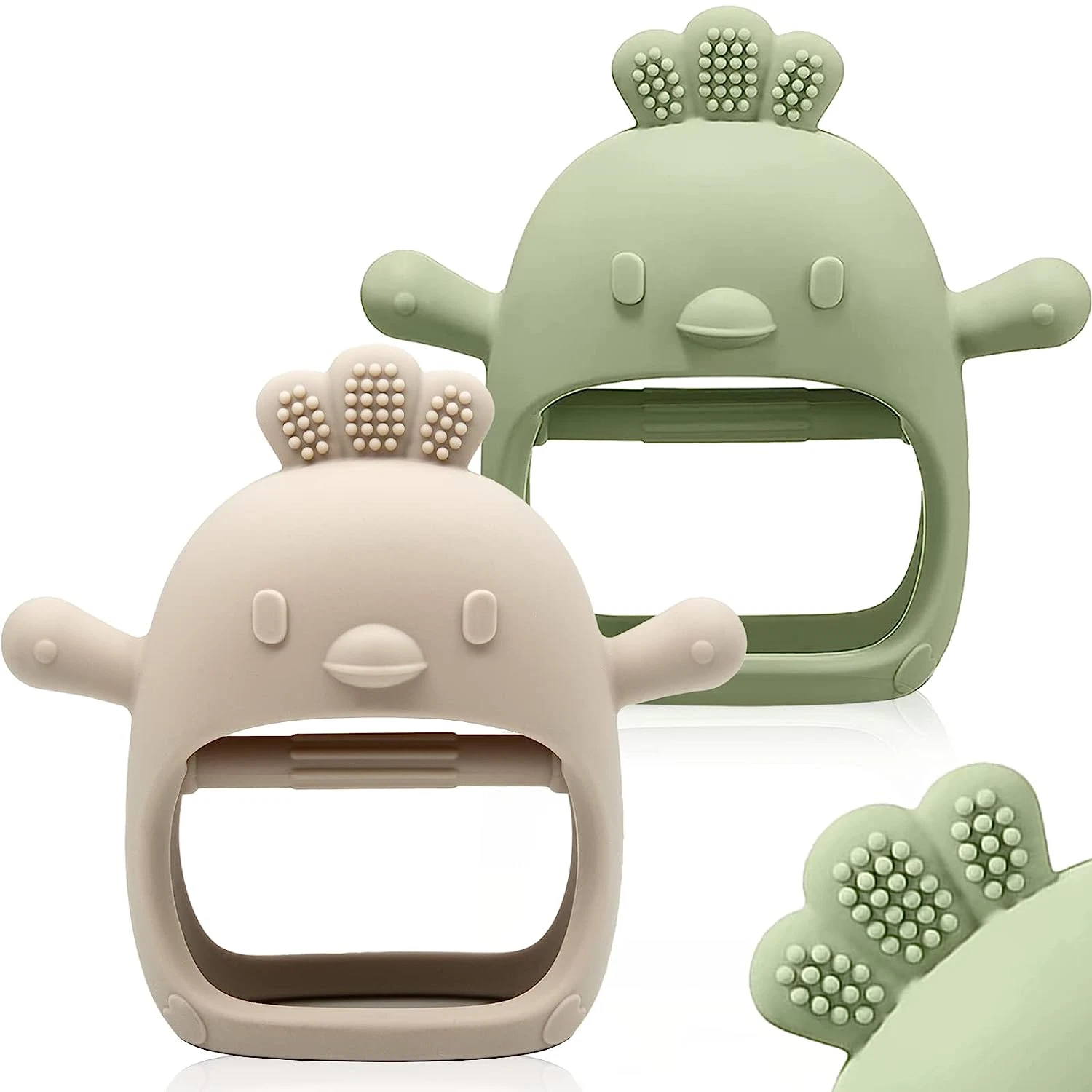 2 Packs Baby Teething Mittens for 0-12 Months, Silicone Chew Toys, BPA Free