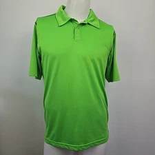 HTF Truewerk Tech Performance High Vis Neon Green Snap Polo Shirt Men's M