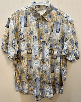 VINTAGE 90s Brown Crossings Abstract Tribal Gorpcore Button Down - XL