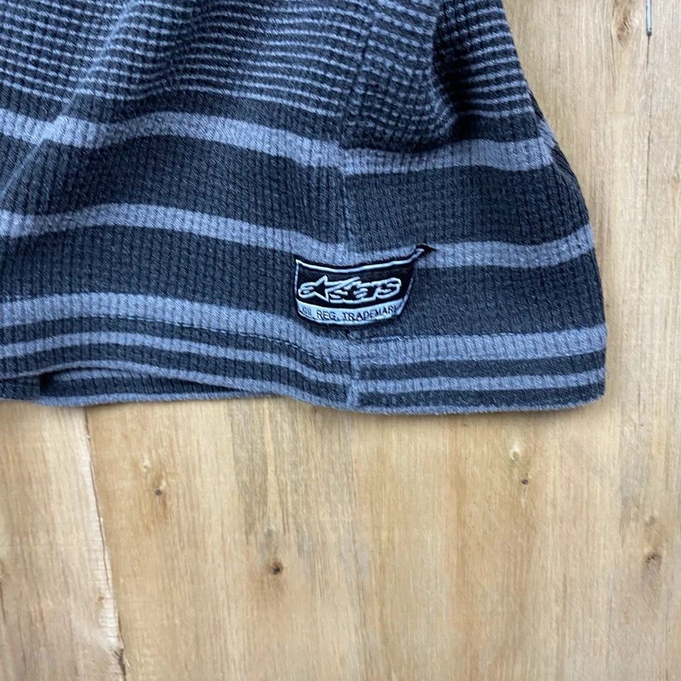 Camisa Alpinestars Rayas Manga Larga Para Hombre Grande Gris Negra Tejido Gofre Informal Foto 2 de 4