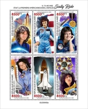 SALLY RIDE 1st US Woman NASA Astronaut Space Shuttle Stamp Sheet (2023 Guinea)