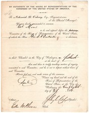 RARE 1868 Congressional Subpoena for Witness in Andrew Johnson Impeachment Trial