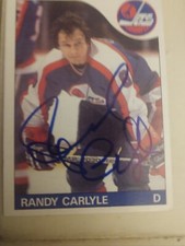 Randy Carlyle Winnipeg Jets 85-86 Topps Card #57 Autograph with LOA