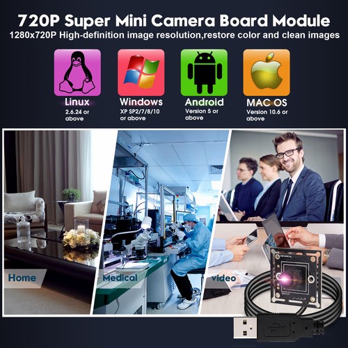 1.0MP USB Network PCB Camera Module w/ 120 Degree Lens OV9712 ELP 720P Webcamera - Picture 7 of 9