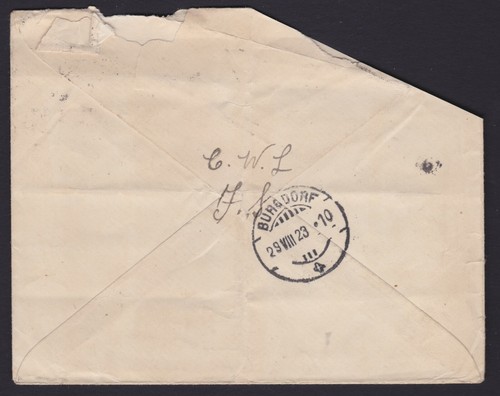 1923 4d Australia KGV 2d Red Cover to Switzerland (BURGDORF Back) + Redirection - Picture 4 of 5