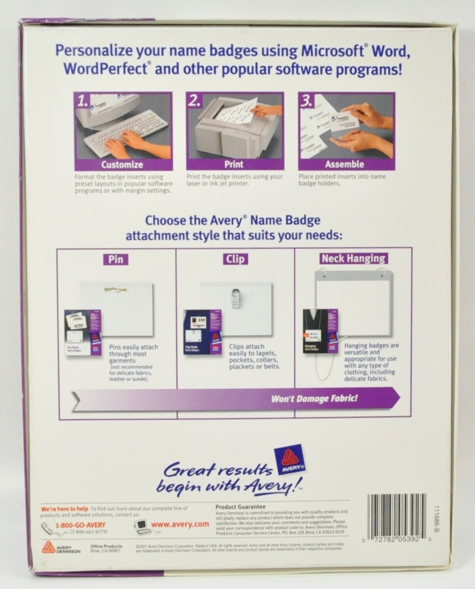 AVERY 5392 INSERT REFILLS FOR NAME BADGES LASER INK JET USED 198 LEFT