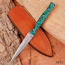 HANDMADE DAMASCUS STEEL DOUBLE EDGED COMBAT DAGGER PUNISHER SKULL HANDLE