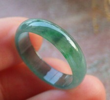 Video Certified Green Natural A Jadeite Jade Round Circle Ring NO. 8.5 115429 TS