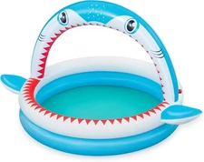 H2OGO! Bestway Sharktastic Sprinkler Play Pool Kids Inflatable Shark Pool 24 gal