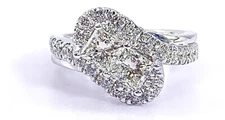 Ever Us 2.05 ct Two-Stone Princess cut Diamond Bypass ring 14k white gold VIDEO