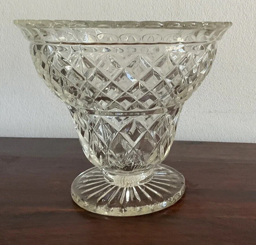Art Deco Clear Depression Glass Vase eBay