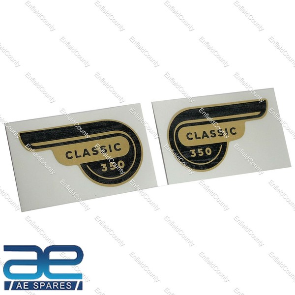 FüR Royal Enfield Klassisch 350 Schwarz & Gold Werkzeugbox Abziehbild Paar Gec-image