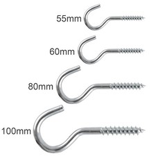 Screw in Hooks Large Heavy Duty Cup Mug Coat Tool 55 60 80 100mm Kitchen Garage