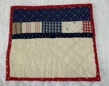 Patchwork Quilt Small Table Topper, One Patch, Red, White, Blue