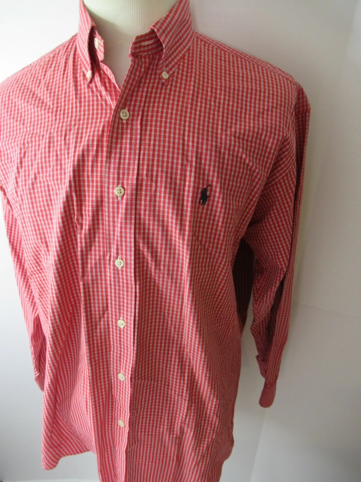 Mens POLO RALPH LAUREN Red Check Long Sleeve 'Blake' Casual Shirt Medium