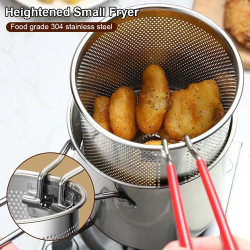 Portable Fryer Pot Frying Stainless Steel Oil-Saving Fryer With Strainer Basket - Picture 24 of 24