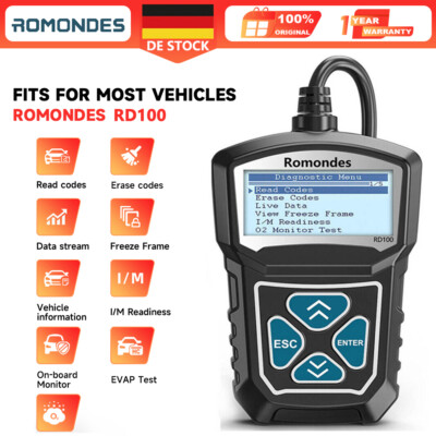 Romondes RD100 KFZ Diagnosegerät Fehlerauslesegerät Profi Motor OBD2 Scanner DE