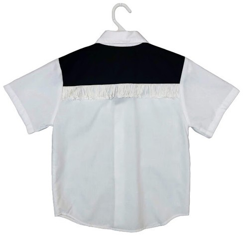Western Rodeo Pearl Snap Shirt Embroider Fringe Short Sleeve Youth 5-12 - Picture 15 of 26