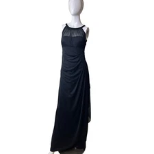 David's Bridal Formal Gown Evening Dress Sheer Neckline Black Size 4