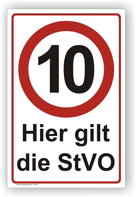 Warnschild Schild Hier gilt die StVO 10km Betriebs-Hinweisschild P0079