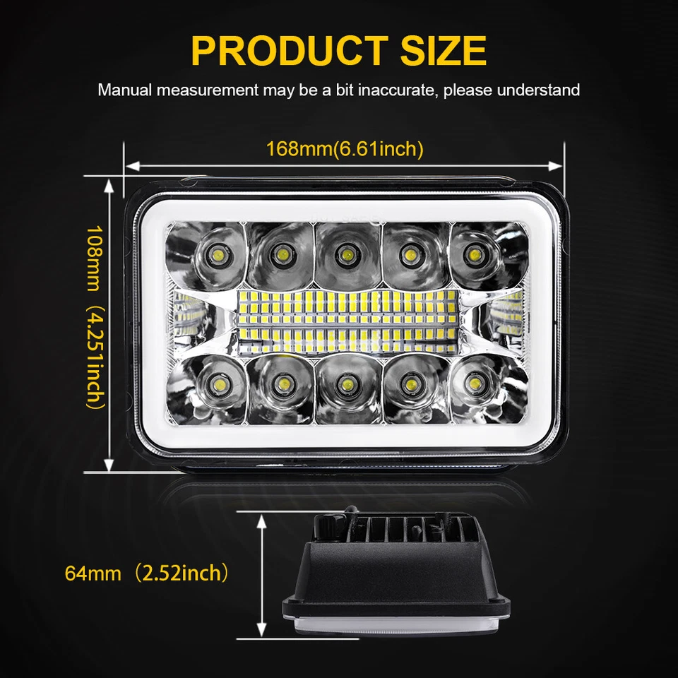 Faros LED Halo DRL Hi&Lo Beam para Freightliner Classic FLD120 FLD112 4x6"" Foto 4 de 4