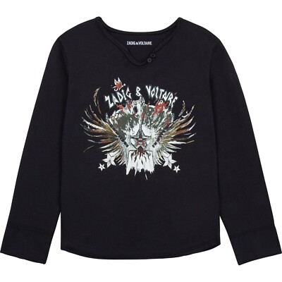 Zadig & Voltaire Kids Longsleeve Rock & Roll E-Gitarren Print Mini Me 8 Jahre