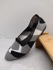 Skechers Cleo Sherlock Ballet Flats Air Cooled Stretch Fit Slip-On Shoes B/W 7.5